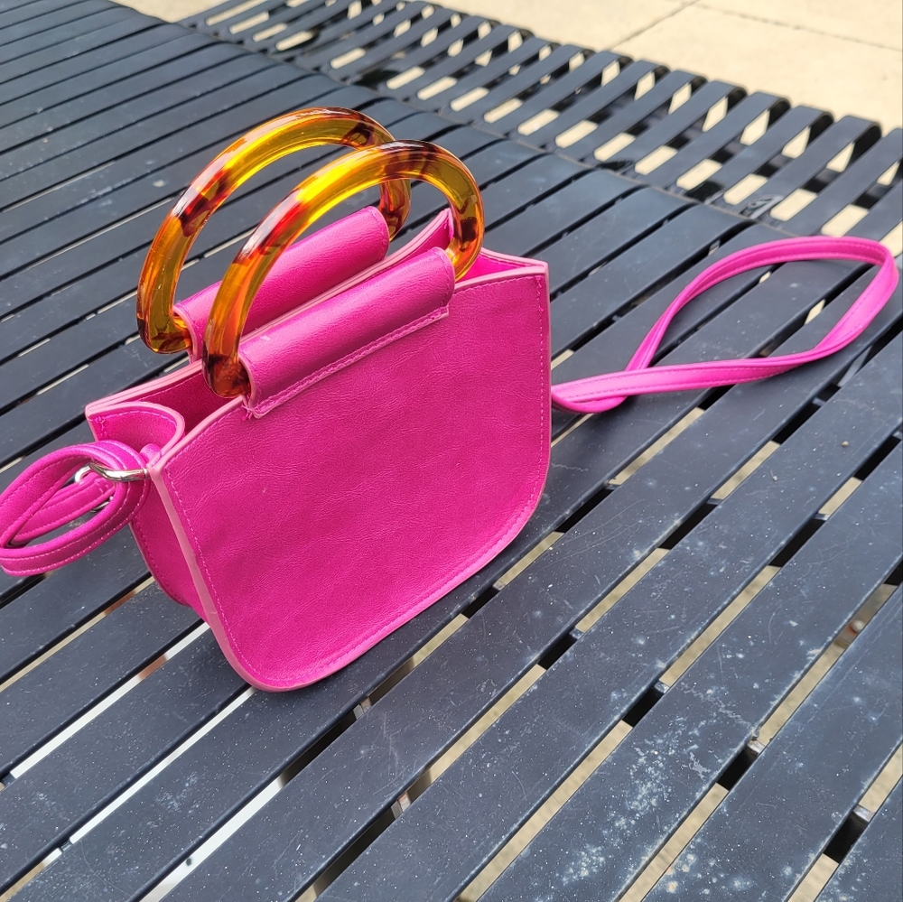 🥭 Fuchsia Mini Purse w/ Acrylic Handles - Brand Unknown